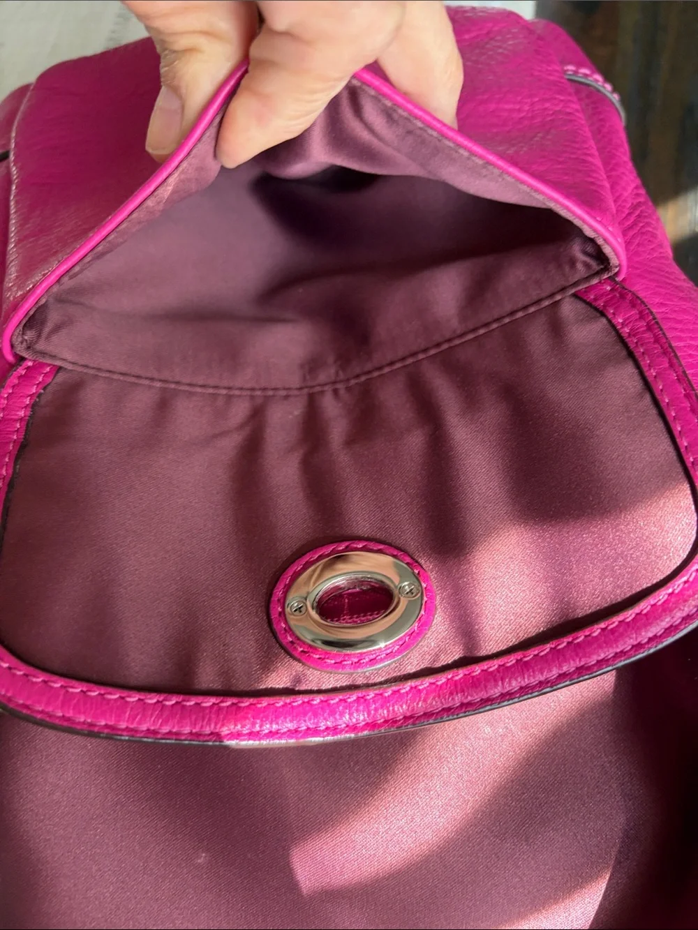 Coach Park Swingpack Hot Pink pebbled Leather Crossbody Bag